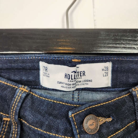 Hollister Curvy High Rise Ripped Jean Legging Jeans Stretchy New NWT Dark 7 28 - Picture 7 of 16